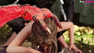 i’m blown away by aerith deepthroating and taking anal from werewolves in 3d