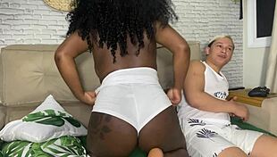 my naughty neighbor lost the bet and paid with her pussy, even going bareback on my dick.