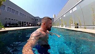 Married woman fucks unknown employee in pool 😏