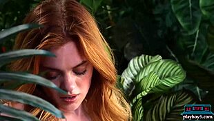 Hairy Pussy Redhead Model Celeste Rasmussen Strips Nude in a Playboy Session