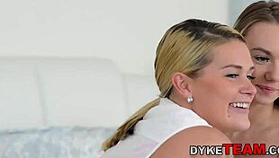 sexy lesbian teen rides strapon passionately