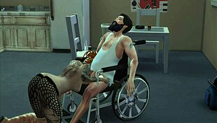 does the invalid want sex? the tattooed girl blows him in hentai anime