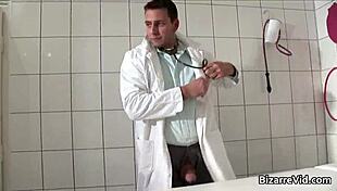 Three nasty babes visit the doctor for bondage.