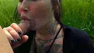 Deep Throating Pov Blowjob With Natural Tits In Outdoor Field