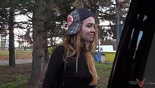 OMG, I can’t believe this crazy homeless teen got banged so raw in a moving car!