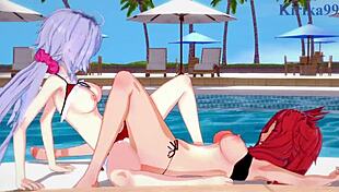 Kanade Am, Chris Yukine, and Tsubasa Kazanari in Intense Lesbian Action - Symphogear Hentai