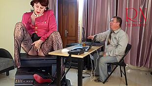 giantess secretary teases boss with huge body