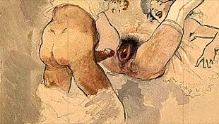 विंटेज इलस्ट्रेशन से गहरी कामुक उत्तेजना जग रही