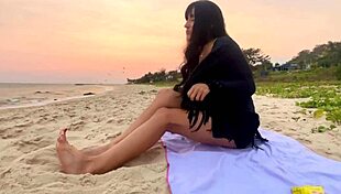i was chasing sunsets with a beautiful long-haired girl on the beach, feeling so cute and sexy vibes