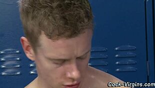 Newbie gay jocks fuck in hardcore college scene with blowjob and cumshot!