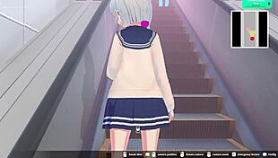 in the elevator, she gives blowjob and gets creampie