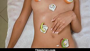 yum, enjoying sushi with petite asian babe! 🍣