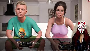 Kate 12 in cosplay upskirt scene with brunette petite legs