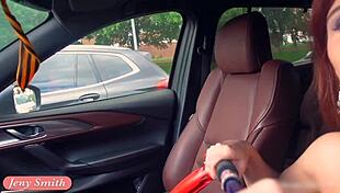 Jeny smith was caught naked in a car twice, clothes ripped off