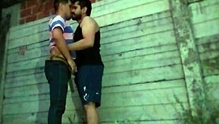 Beautiful gay guys strip and fuck in the alley?