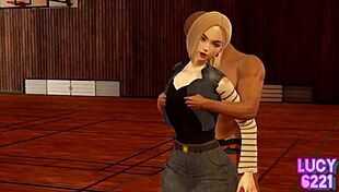 Dragon Ball's Android 18 shows off her strong combat power in this cartoon cosplay adventure