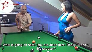 Wild Sex on the Pool Table with Brunette Bent Over