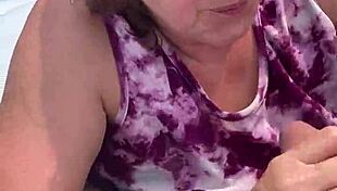 Nice big DDD tits in outdoor blowjob scene