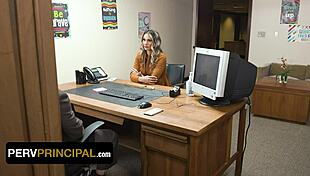 Perv principal spanks and rides milf slut in hidden office action