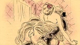 vintage erotic cartoon illustration from antique anime era 😍
