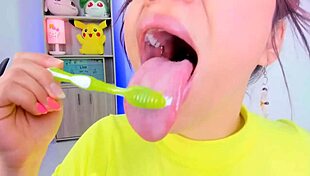 Lila Jordan Brushes Teeth With Saliva Play on Webcam