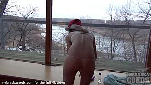 Hot girl squirts into cup