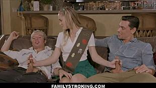 hey, petite blonde stepdaughter shows how she makes income with big cock