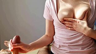 pov handjob turns into huge ruined cumshot, tits and cock involved