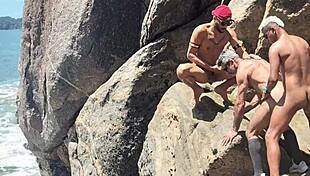 Orgy With Native Fishermen On Beach Rocks