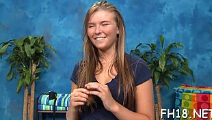 damn, this barely legal teen’s juicy butt gets pounded during oily massage!