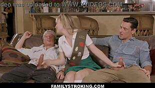 hey, petite blonde stepdaughter shows how she makes income with big cock