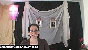 Giantess Wife Samantha Grace Teases Tiny Hubby in Fetish Scene