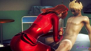 Asuka the femboy sissy swallows cum in this Japanese anime game porn. Gay threesome action unfolds.