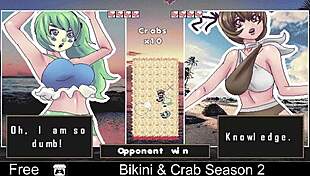 Bikini & Crab Season 2 Striptease With Clothes Ripped In Anime Game