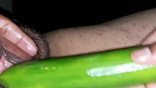 Sexy Indian Wife Plays with Oiled TOYS and Cucumber.