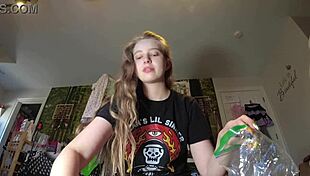 Blonde preps wet messy gym socks