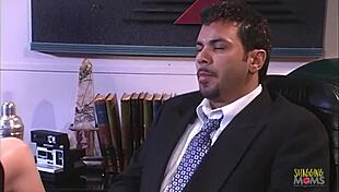 Blonde MILF Sucks Boss's Cock On Couch