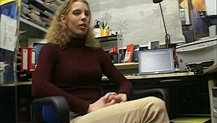 Blonde teen feels lonely at work, masturbates to extreme orgasm showing small tits!