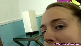 this petite teen amateur sucks cock and tugs it in pov close up