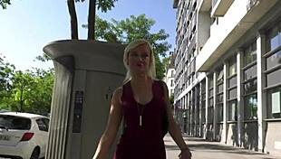 blonde milf feels intense pleasure from fucking in car