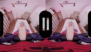 Spider Gwen Cosplay Parody in VR with POV Riding Scenes