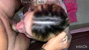 latina girlfriend turns slutty sucking black cock deep in homemade scene