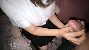 The student learns her evening creampie lesson.