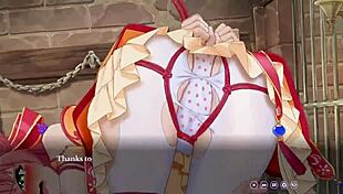 Arrogant kaiju princess gets bound and toyed in outdoor hentai game.