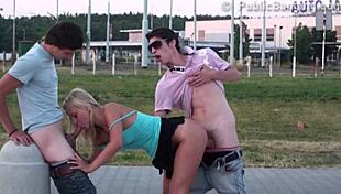 Teen dares public street gangbang