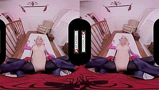 Spider Gwen Cosplay Parody in VR with POV Riding Scenes