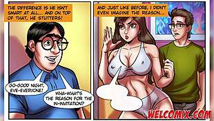 Two crazy milfs in bed swapping with nerd stallion in hentai style