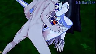 Tsuyu Asui, Mt Lady, and Izuku Midoriya in wild hentai sex