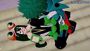 Tsuyu Asui, Mt Lady, and Izuku Midoriya in wild hentai sex