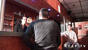 french brunette student in wild club threesome